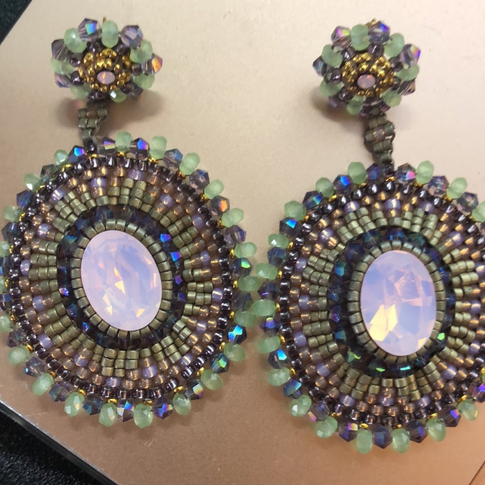 Miguel Ases beaded and crystal earrings